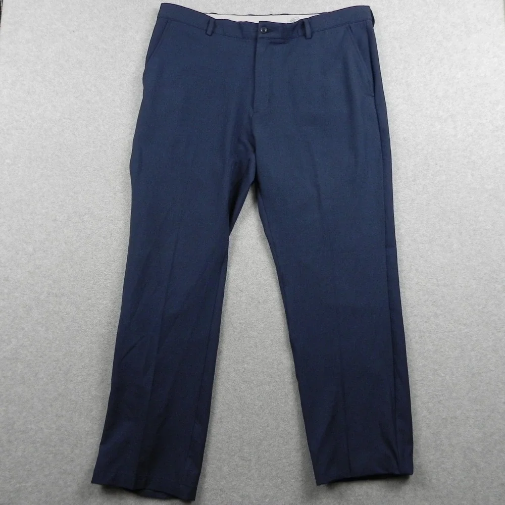 Greg Norman Pants Mens 40x32 Performance Golf Chino Slacks Flat Front Navy Blue